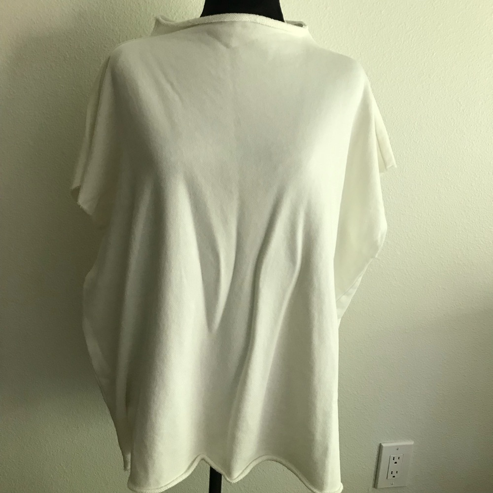 Eileen Fisher White Draped Tunic Top, Size M, NWT